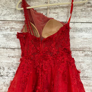 RED ONE SHOULDER SPARKLY ALINE