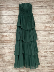 GREEN TIERED A LINE GOWN