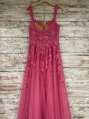 PINK/FLORAL A LINE GOWN