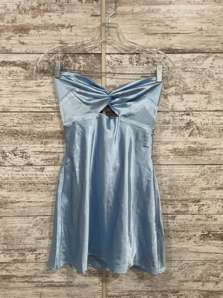 BLUE SATIN SHORT DRESS
