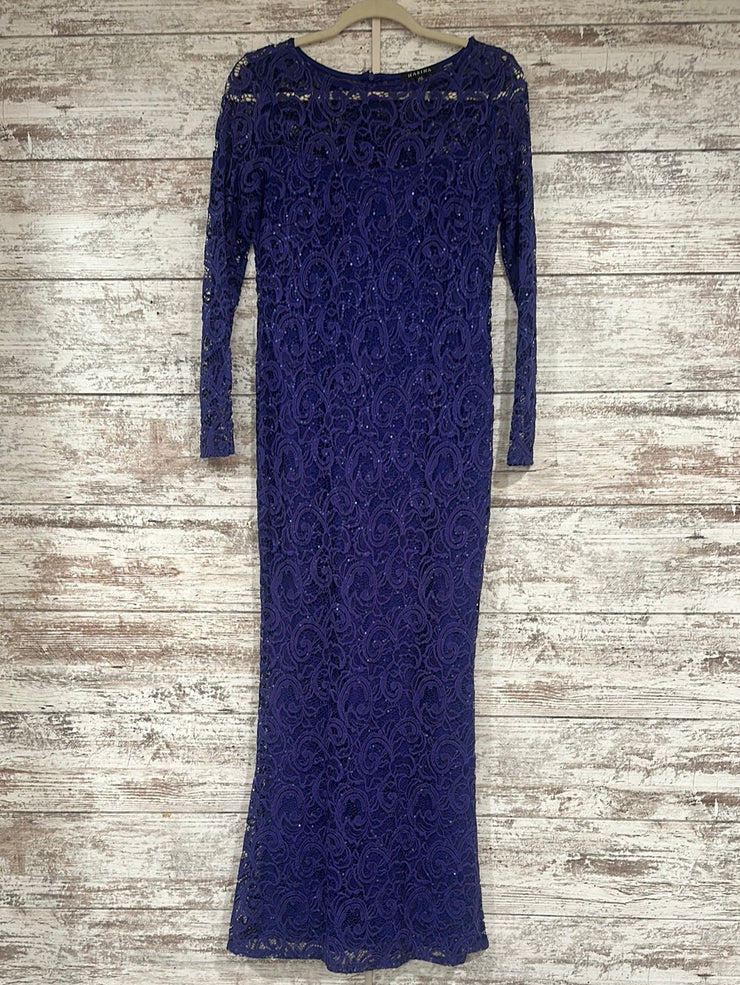 PURPLE LACE LONG EVENING GOWN