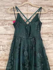 GREEN/FLORAL A LINE GOWN