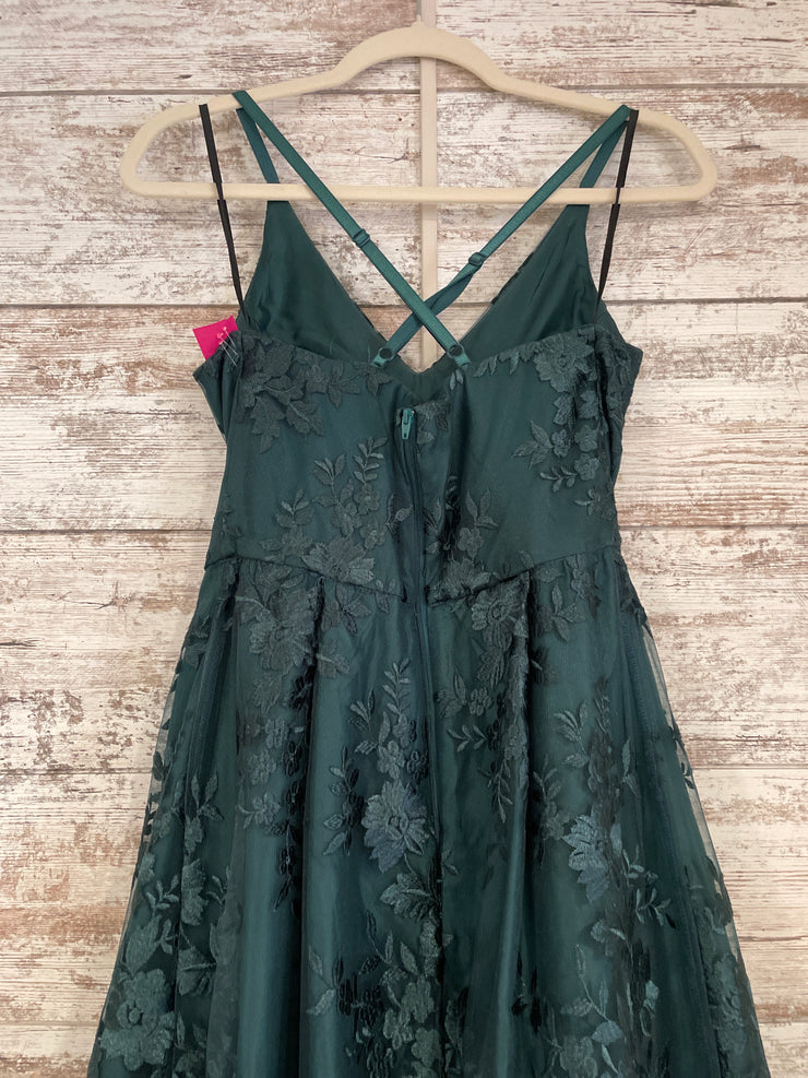 GREEN/FLORAL A LINE GOWN