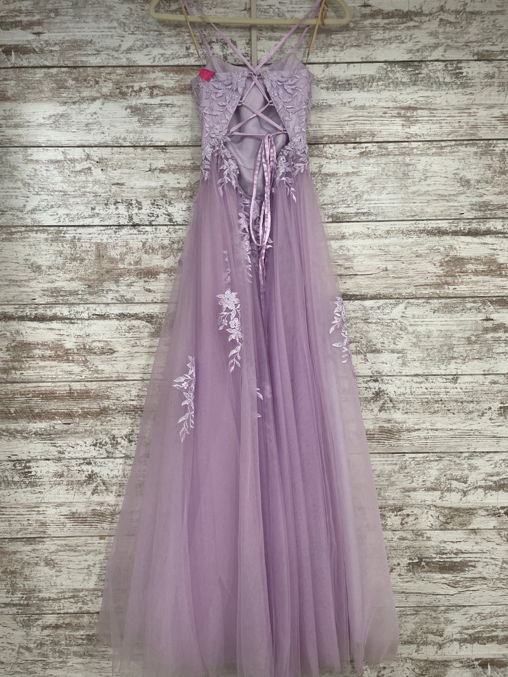 LAVENDER/FLORAL A LINE GOWN