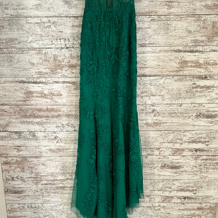 GREEN/FLORAL LONG EVENING GOWN