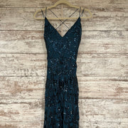 TEAL SPARKLY LONG EVENING GOWN