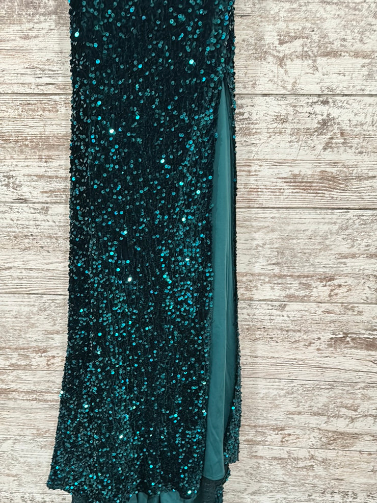 GREEN SPARKLY LONG DRESS