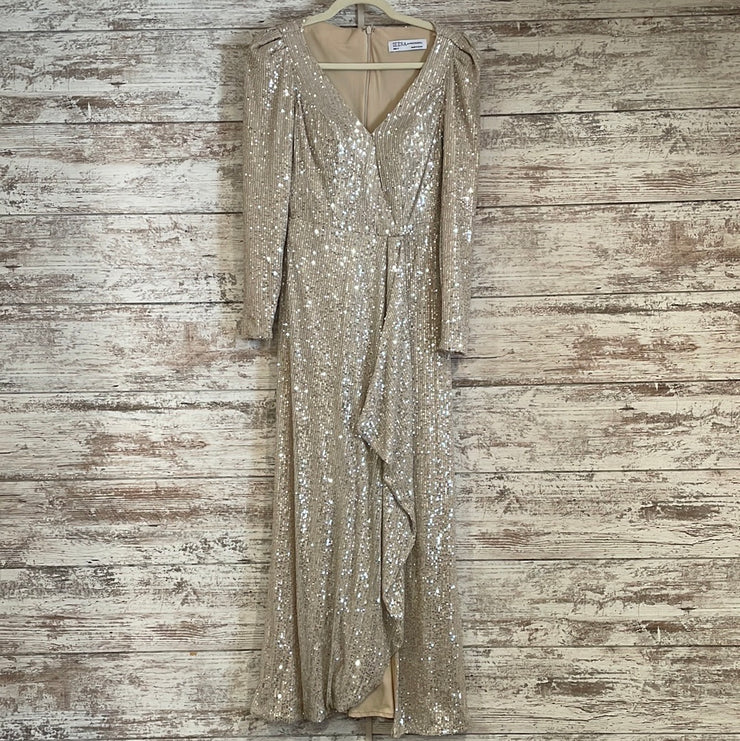 GOLD LONG SLEEVE LONG DRESS