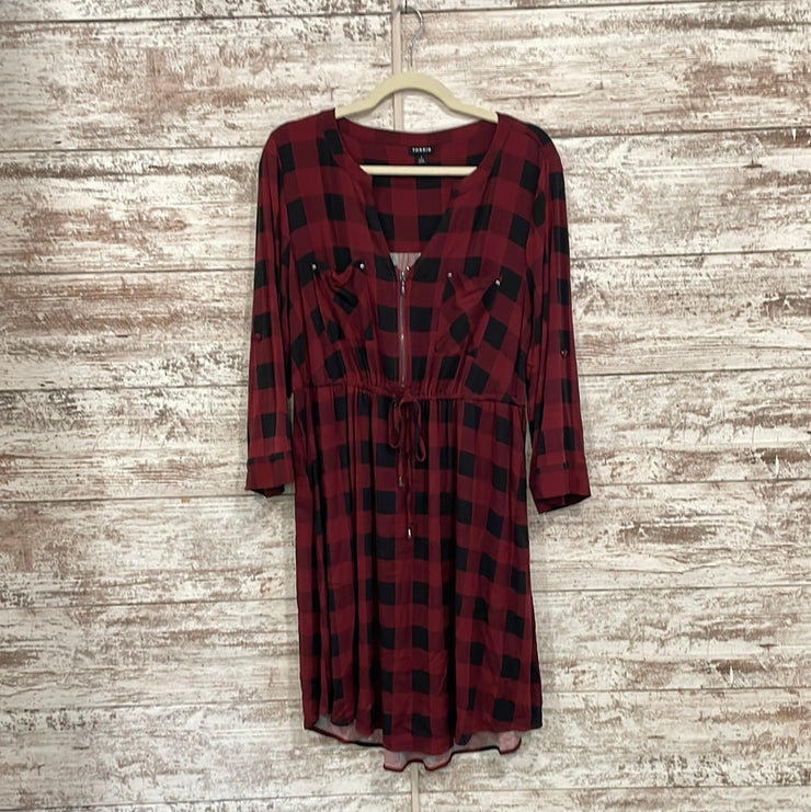 RED/BLACK CHECKED SHORT DRESS