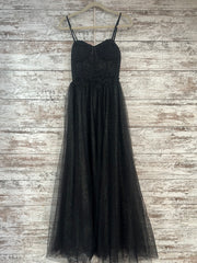 BLACK SPARKLY A LINE GOWN