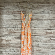 ORANGE/WHITE SEQUIN LONG DRESS