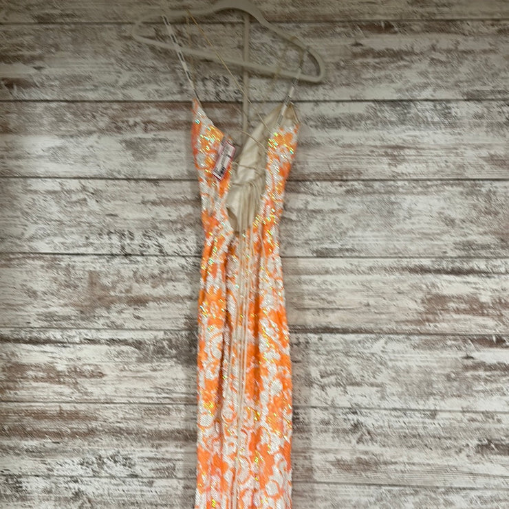 ORANGE/WHITE SEQUIN LONG DRESS