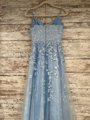 BLUE/FLORAL A LINE GOWN