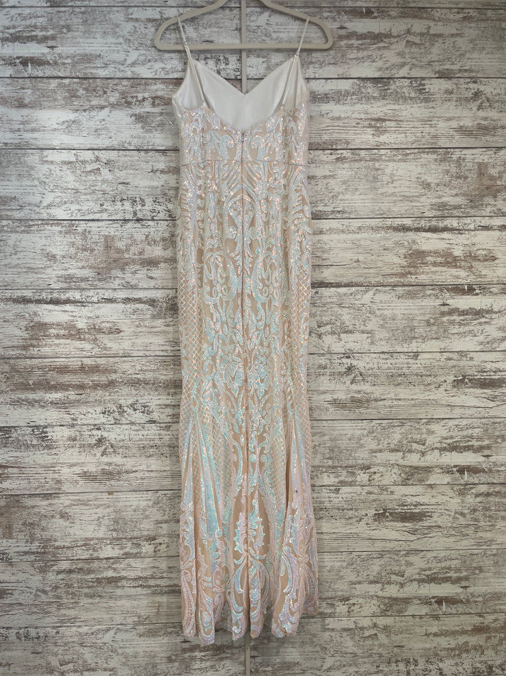 IVORY/PINK SPARKLY LONG DRESS