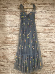 BLUE/FLORAL A LINE GOWN