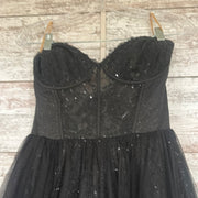 BLACK SPARKLY A LINE GOWN