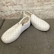 WHITE CHECKED SLIP ON SHOES$60