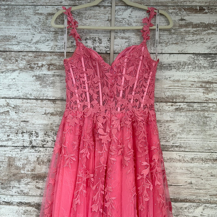 PINK FLORAL A LINE GOWN