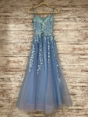 BLUE/FLORAL A LINE GOWN