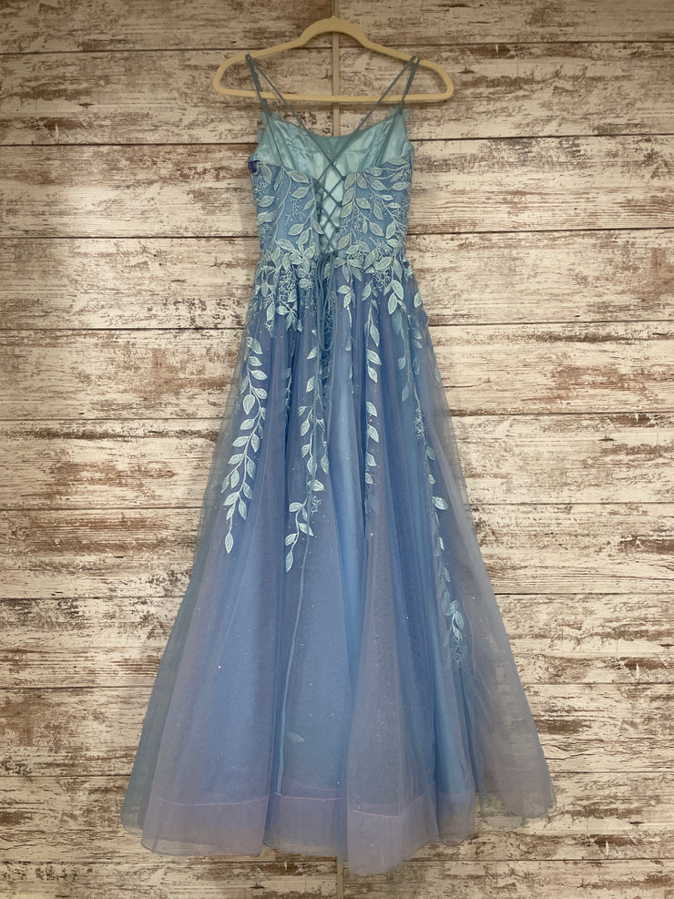 BLUE/FLORAL A LINE GOWN