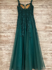 GREEN/FLORAL A LINE GOWN