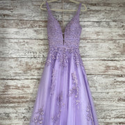 LAVENDER/FLORAL A LINE GOWN