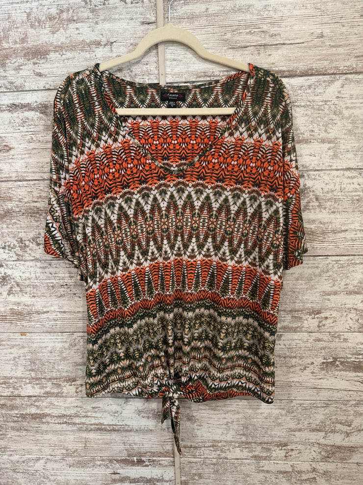 ORANGE/GREEN SHORT SLEEVE TOP