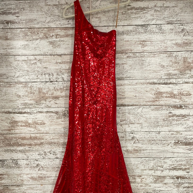 RED SPARKLY MERMAID GOWN