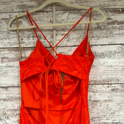 ORANGE/LACE LONG EVENING GOWN