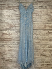 BLUE/FLORAL SPARKLY LONG DRESS