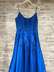 ROYAL BLUE/FLORAL A LINE GOWN