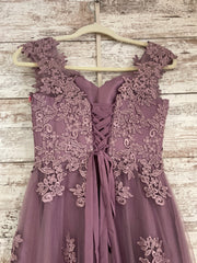 LAVENDER/FLORAL A LINE GOWN