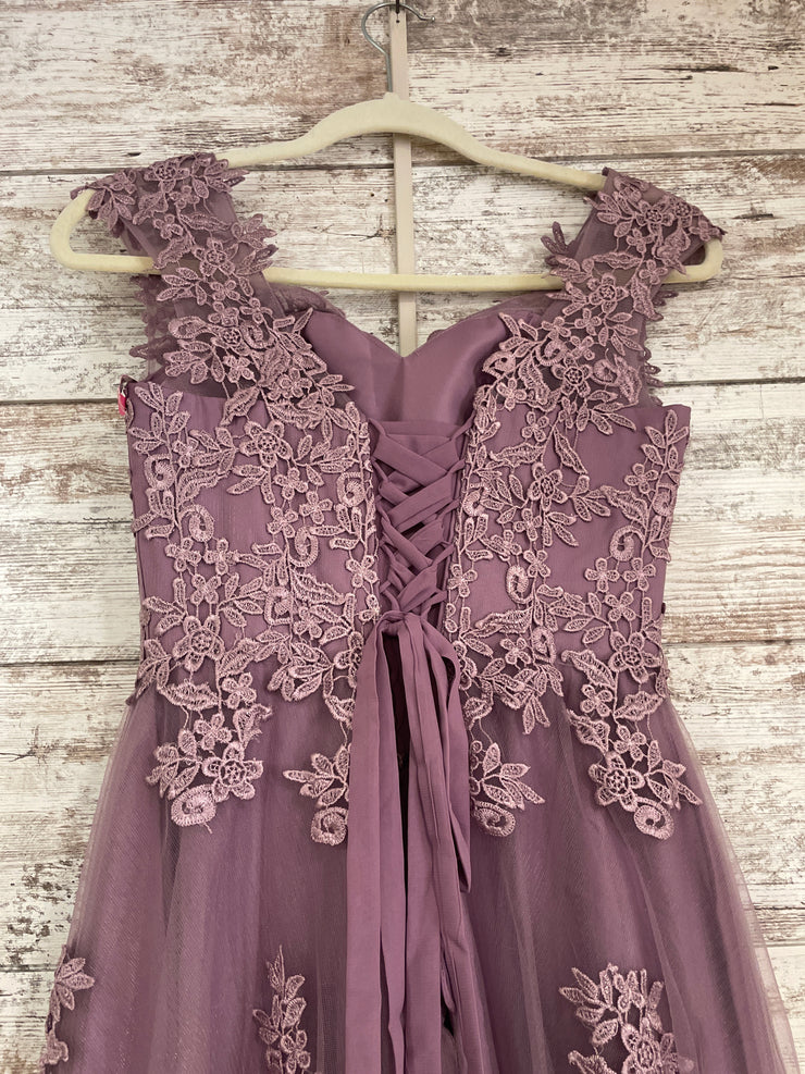 LAVENDER/FLORAL A LINE GOWN