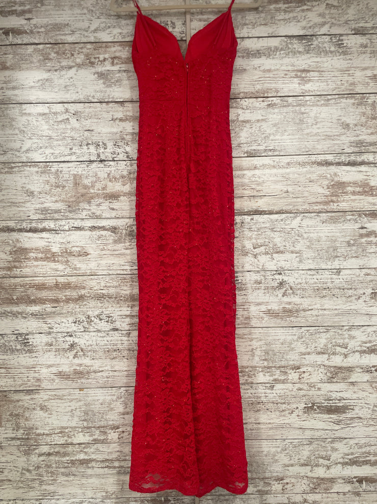 RED SPARKLY LONG EVENING GOWN
