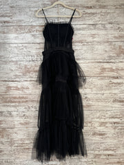 BLACK RUFFLED TIERED A LINE
