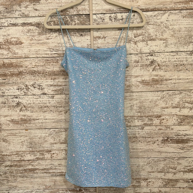 BLUE SPARKLY SHORT DRESS