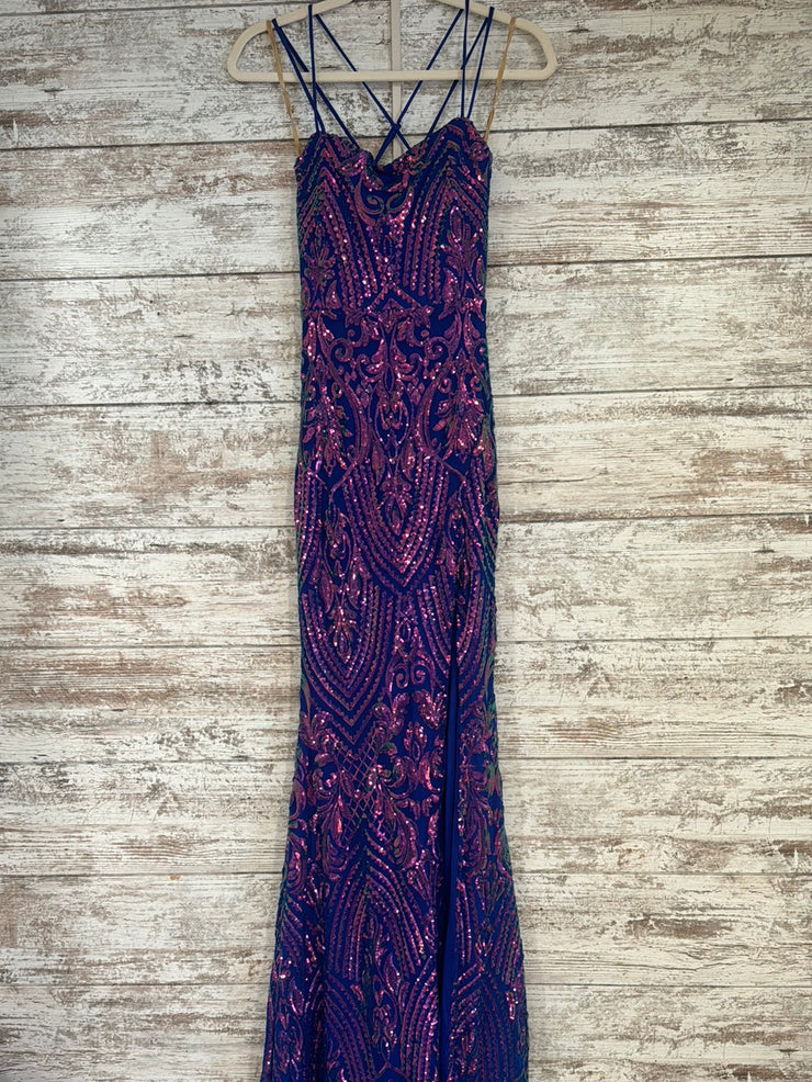 BLUE/PINK SPARKLY LONG DRESS