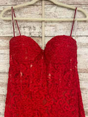 RED SPARKLY LACE MERMAID GOWN