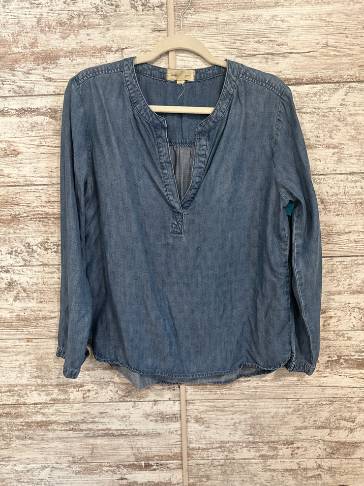 BLUE DENIM LONG SLEEVE TOP$98