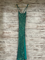 GREEN SEQUIN LONG DRESS