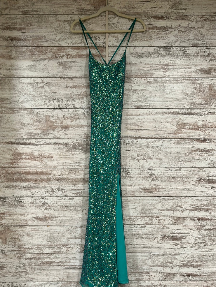 GREEN SEQUIN LONG DRESS
