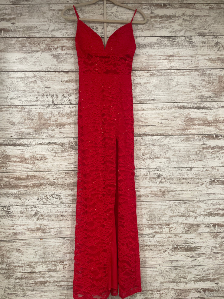 RED SPARKLY LONG EVENING GOWN