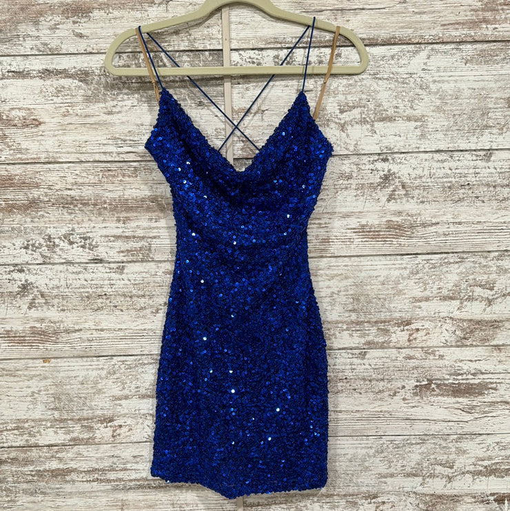 ROYAL BLUE SPARKLY SHORT DRESS