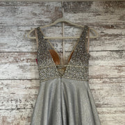 SILVER SPARKLY TOP A LINE GOWN