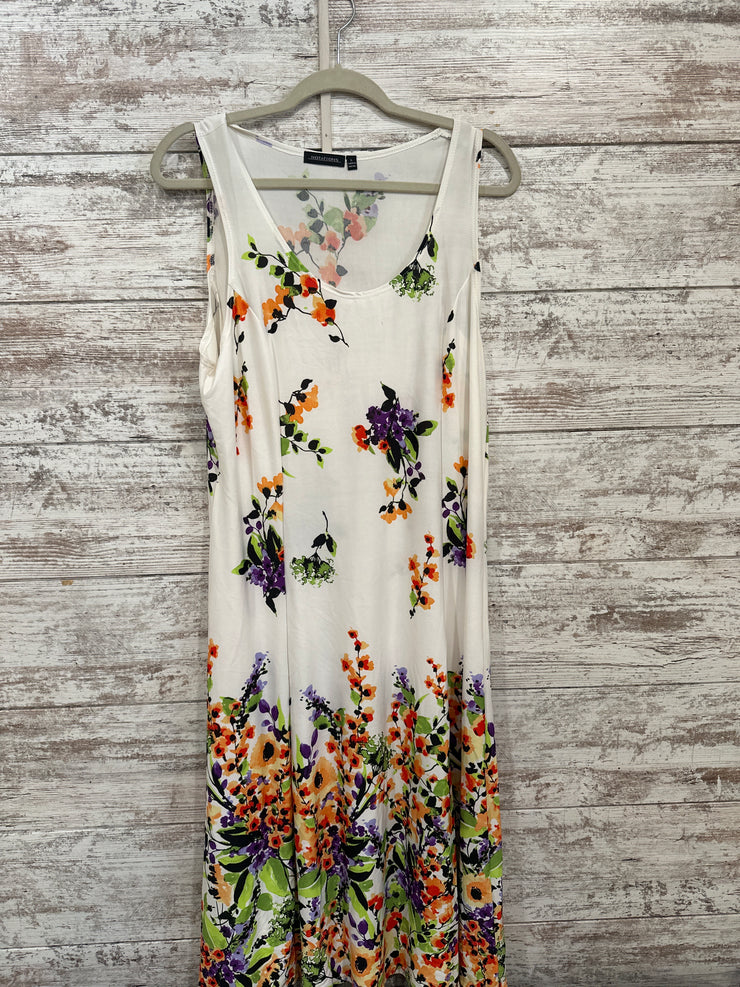 WHITE/FLORAL MIDI DRESS (NEW)