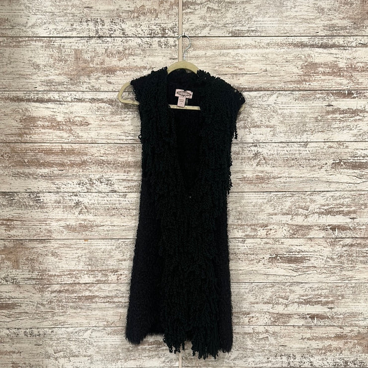 BLACK SWEATER OPEN CARDIGAN