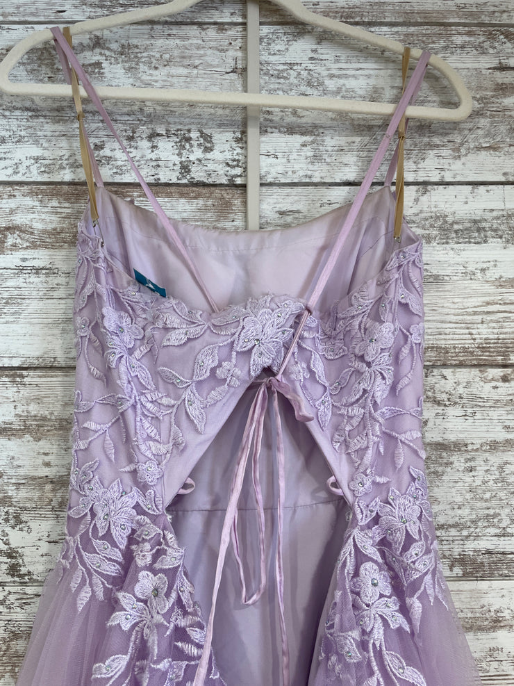 LAVENDER/FLORAL A LINE GOWN