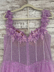 PURPLE BEADED A LINE GOWN
