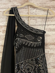 BLACK BEADED LONG DRESS (NEW)
