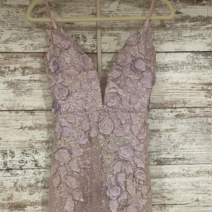 PURPLE/FLORAL LONG EVENING GOW